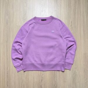 Acne Studios Fairview Face Long Sleeve Crewneck Sweatshirt Mens Small Purple